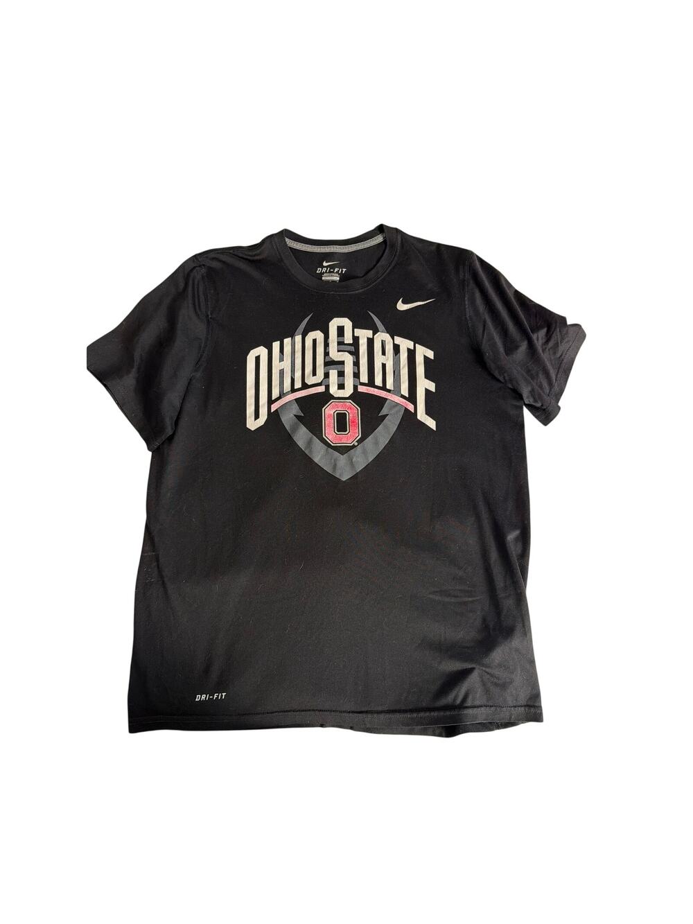 nike men size l black ohio state dri-fit short sleeve shirt
